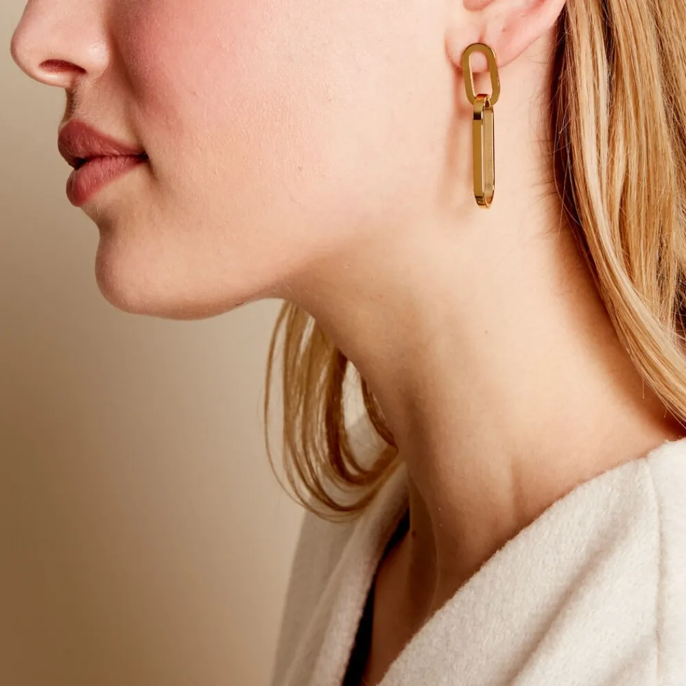 Marc Orian Pendantes|Boucles D'Oreilles Acier Inoxydable > Boucles D'oreilles Pendantes Manille Acier Jaune