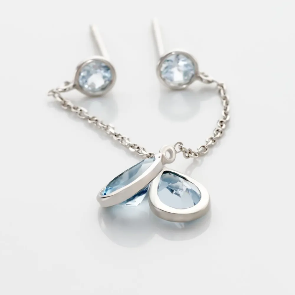 Marc Orian Pendantes|Cadeaux Mariage > Boucles D'oreilles Pendantes Brenda Or Blanc Topaze