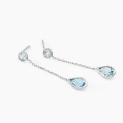 Marc Orian Pendantes|Cadeaux Mariage > Boucles D'oreilles Pendantes Brenda Or Blanc Topaze