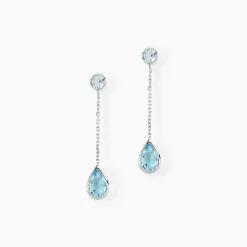 Marc Orian Pendantes|Cadeaux Mariage > Boucles D'oreilles Pendantes Brenda Or Blanc Topaze