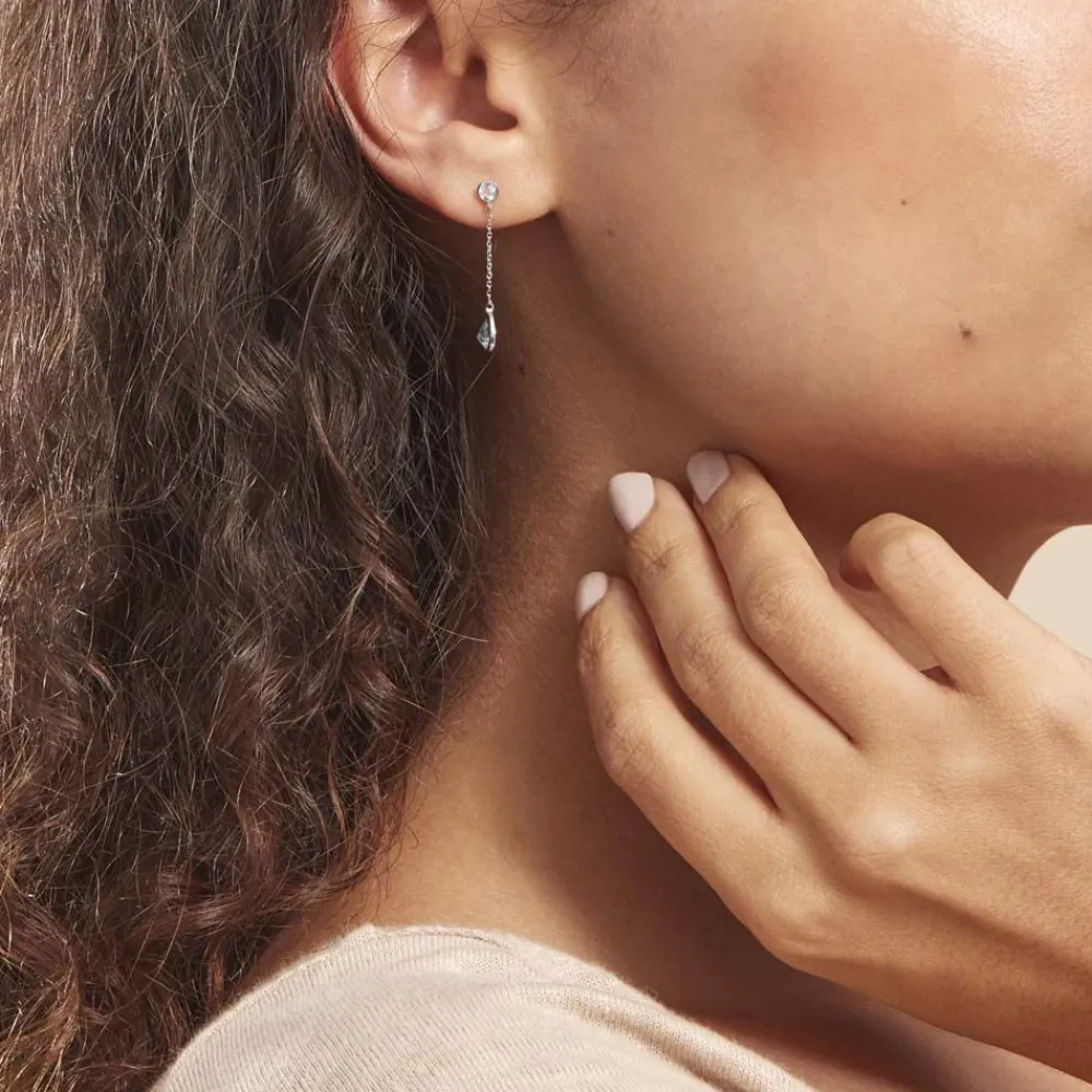 Marc Orian Pendantes|Cadeaux Mariage > Boucles D'oreilles Pendantes Brenda Or Blanc Topaze