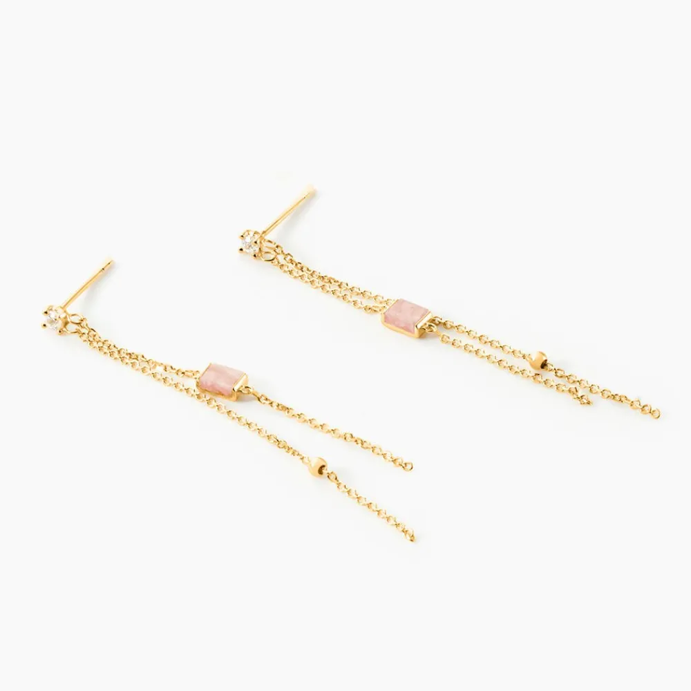 Marc Orian Pendantes|Idées Cadeaux Femme > Boucles D'oreilles Pendantes Reflets Pop Or Jaune Rhodochrosite