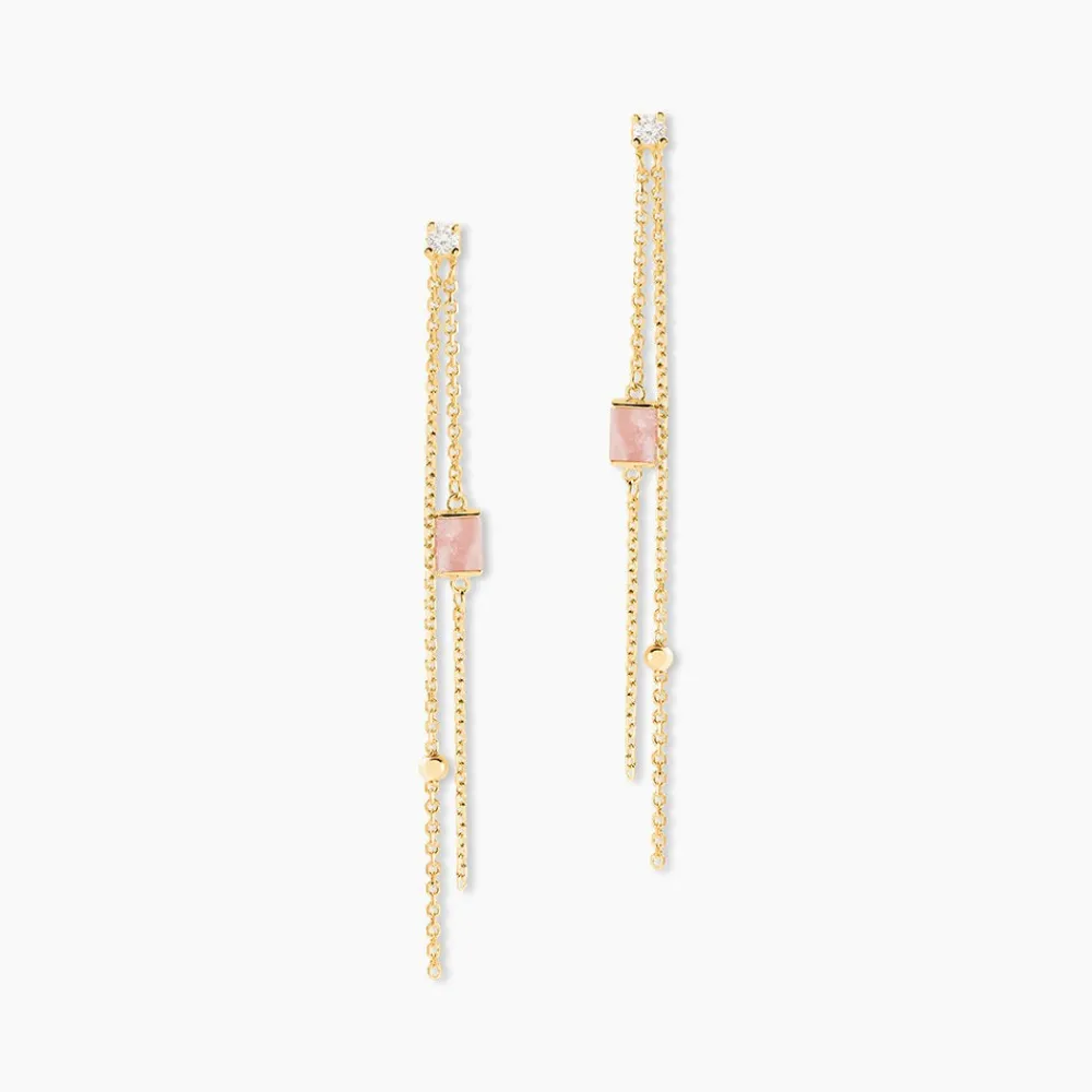 Marc Orian Pendantes|Idées Cadeaux Femme > Boucles D'oreilles Pendantes Reflets Pop Or Jaune Rhodochrosite