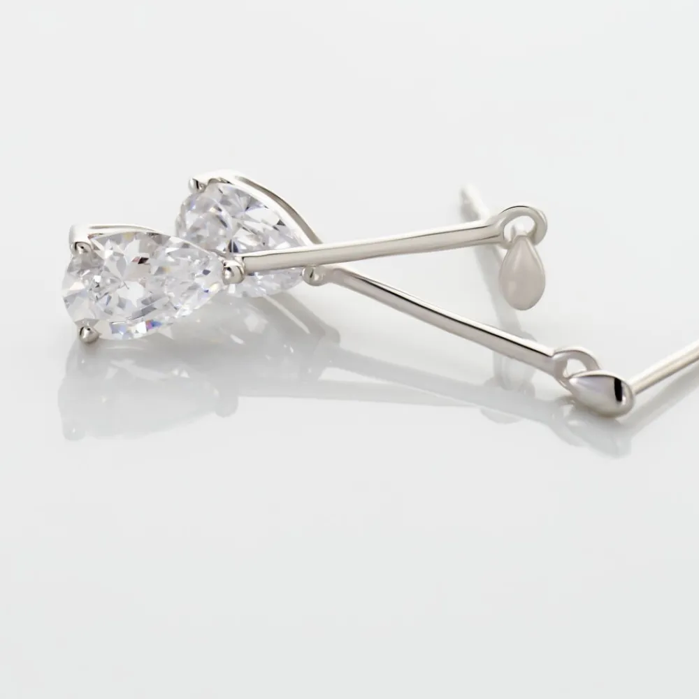 Marc Orian Pendantes|Bijoux Zirconium > Boucles D'oreilles Pendantes Goutte Or Blanc Oxyde De Zirconium