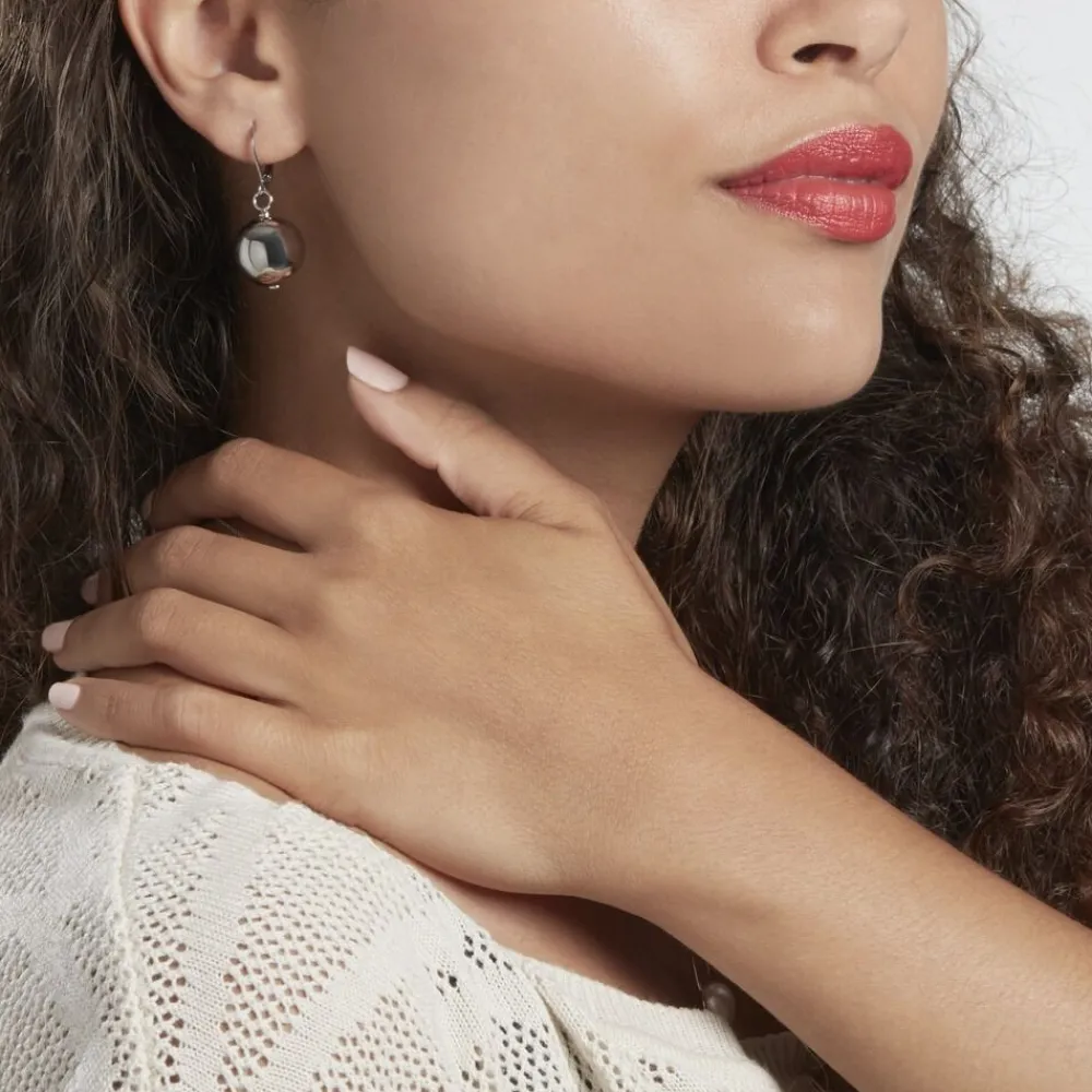 Marc Orian Pendantes|Boucles D'Oreilles Acier Inoxydable > Boucles D'oreilles Pendantes Bilou Acier Blanc