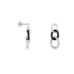 Marc Orian Pendantes|Boucles D'Oreilles Argent > Boucles D'oreilles Pendantes Link Argent Blanc Céramique Et Oxyde