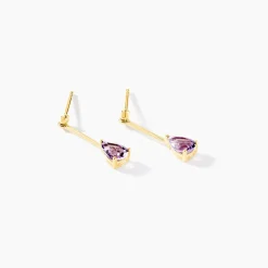 Marc Orian Pendantes|Boucles D'Oreilles Améthyste > Boucles D'oreilles Pendantes Goutte Or Jaune Amethyste