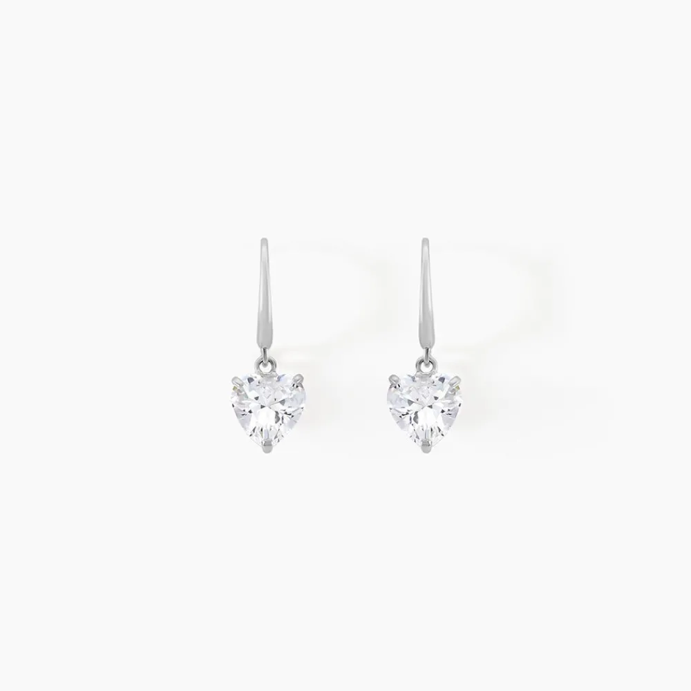 Marc Orian Pendantes|Bijoux Zirconium > Boucles D'oreilles Pendantes Bo Coeur Pm Or Blanc Oxyde De Zirconium