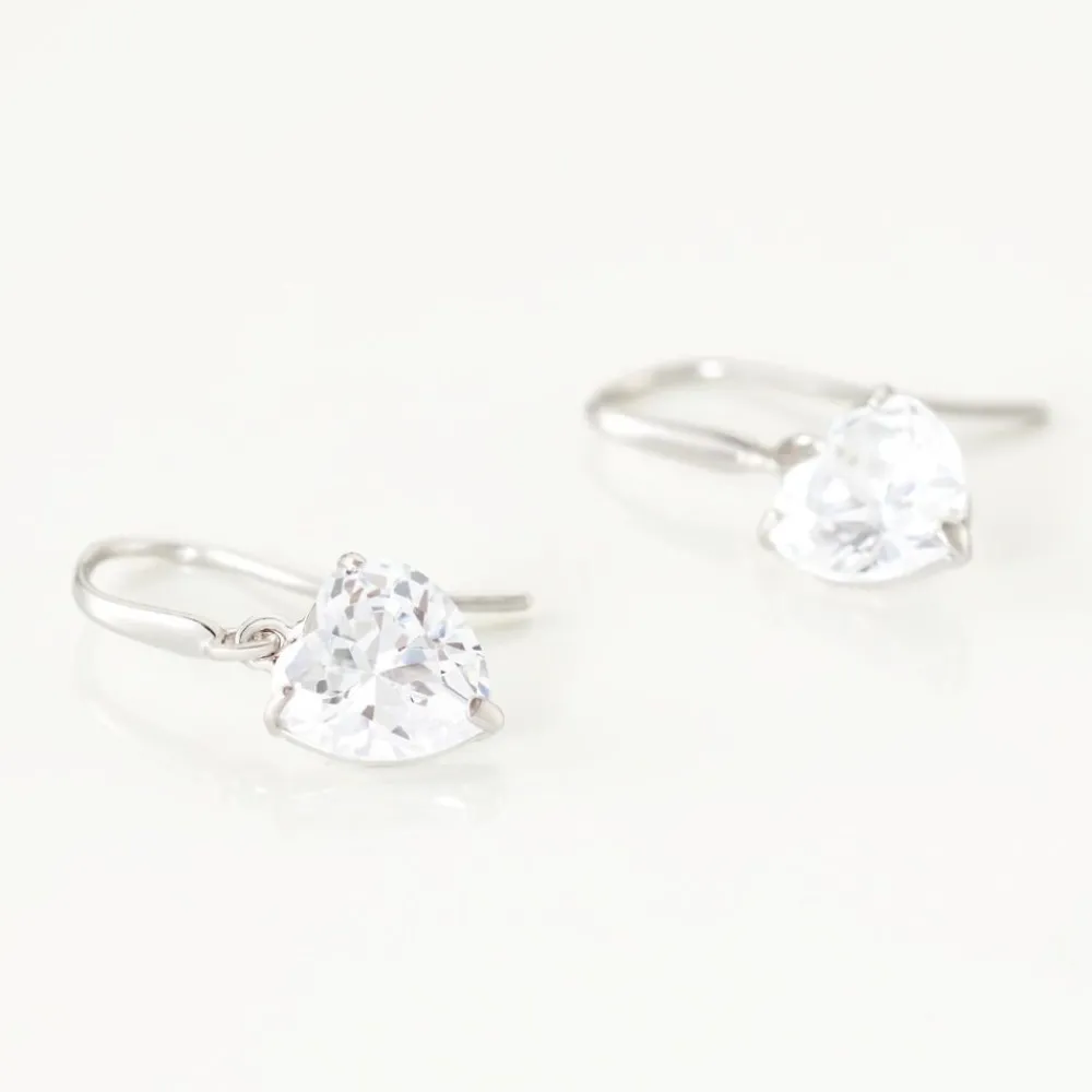 Marc Orian Pendantes|Bijoux Zirconium > Boucles D'oreilles Pendantes Bo Coeur Pm Or Blanc Oxyde De Zirconium