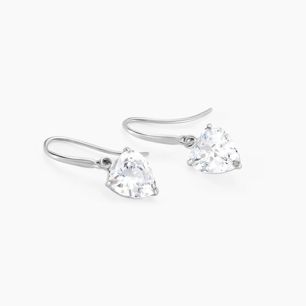 Marc Orian Pendantes|Bijoux Zirconium > Boucles D'oreilles Pendantes Bo Coeur Pm Or Blanc Oxyde De Zirconium