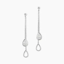 Marc Orian Pendantes|Bijoux Zirconium > Boucles D'oreilles Pendantes Emerika Or Blanc Oxyde De Zirconium