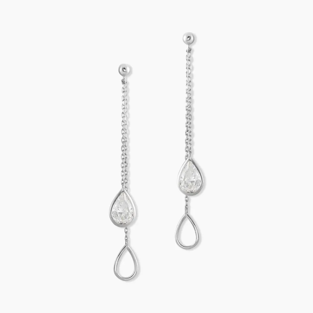Marc Orian Pendantes|Bijoux Zirconium > Boucles D'oreilles Pendantes Emerika Or Blanc Oxyde De Zirconium