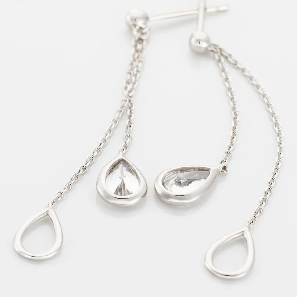 Marc Orian Pendantes|Bijoux Zirconium > Boucles D'oreilles Pendantes Emerika Or Blanc Oxyde De Zirconium