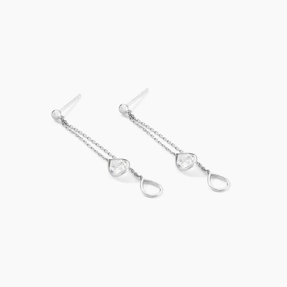 Marc Orian Pendantes|Bijoux Zirconium > Boucles D'oreilles Pendantes Emerika Or Blanc Oxyde De Zirconium