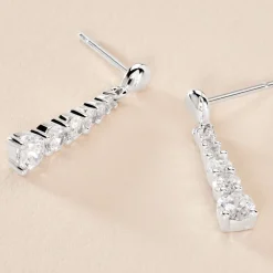 Marc Orian Pendantes|Bijoux Zirconium > Boucles D'oreilles Pendantes Dervla Argent Rhodié Oxyde De Zirconium