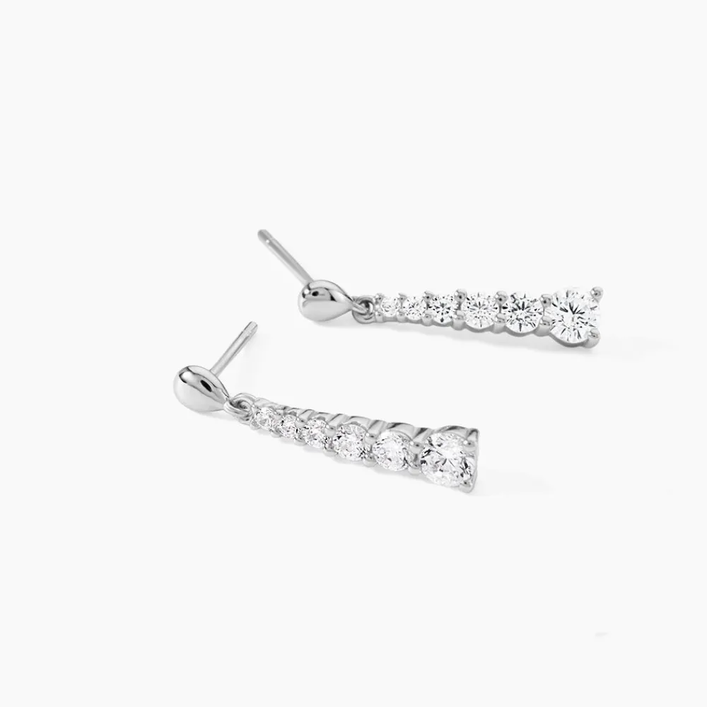 Marc Orian Pendantes|Bijoux Zirconium > Boucles D'oreilles Pendantes Dervla Argent Rhodié Oxyde De Zirconium