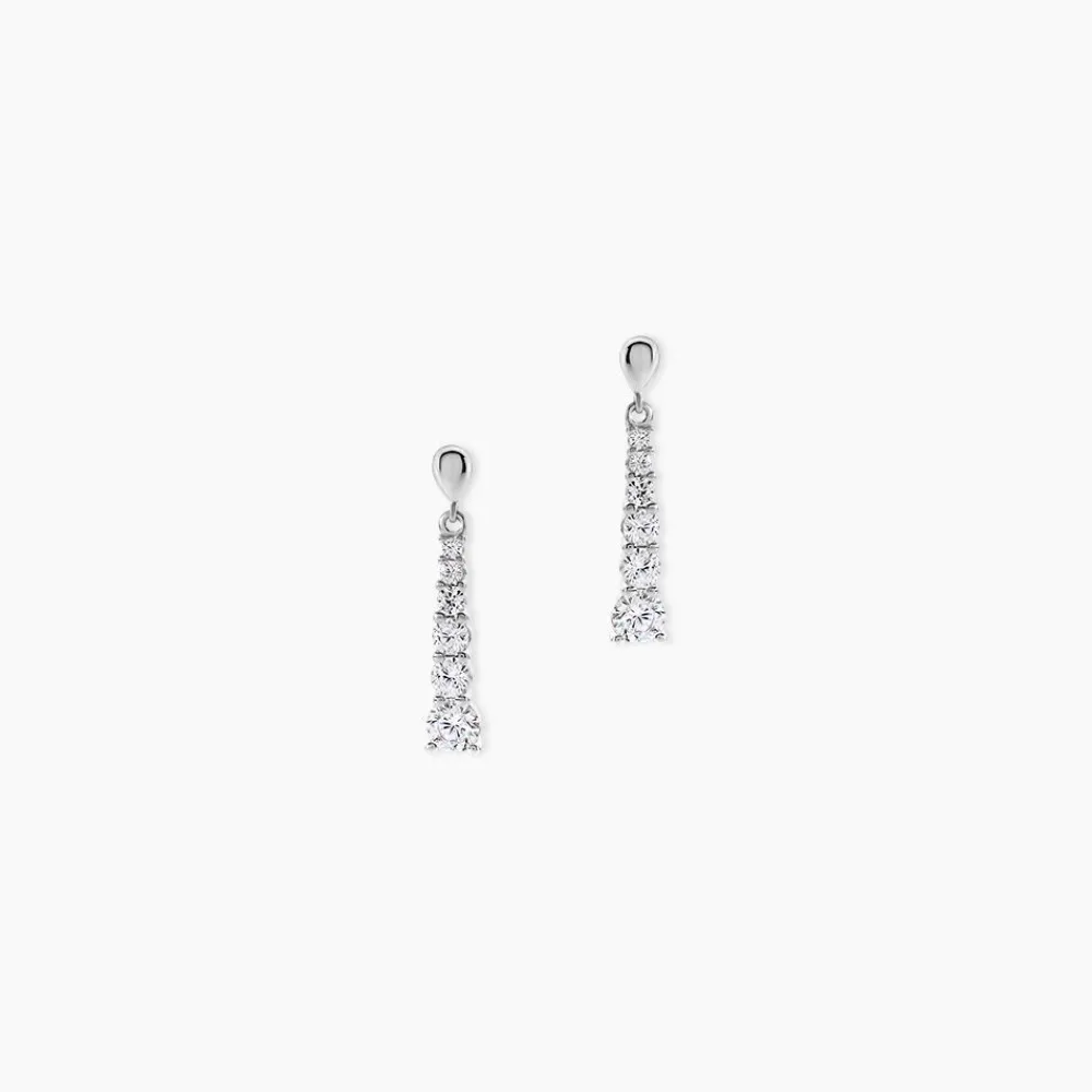 Marc Orian Pendantes|Bijoux Zirconium > Boucles D'oreilles Pendantes Dervla Argent Rhodié Oxyde De Zirconium