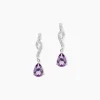 Marc Orian Pendantes|Anniversaire De Mariage > Boucles D'oreilles Pendantes Assaf Or Blanc Amethyste Et Oxyde