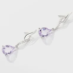 Marc Orian Pendantes|Anniversaire De Mariage > Boucles D'oreilles Pendantes Assaf Or Blanc Amethyste Et Oxyde