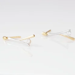 Marc Orian Pendantes|Bijoux Zirconium > Boucles D'oreilles Pendantes Formev Or Bicolore Oxyde De Zirconium