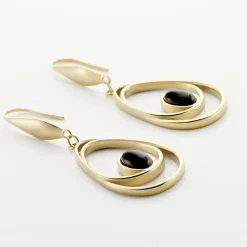 Marc Orian Pendantes|Boucles D'Oreilles Acier Inoxydable > Boucles D'oreilles Pendantes Acier Doré Ruben Agate