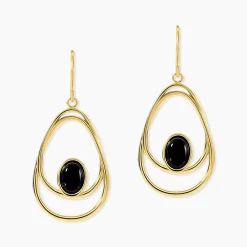Marc Orian Pendantes|Boucles D'Oreilles Acier Inoxydable > Boucles D'oreilles Pendantes Acier Doré Ruben Agate