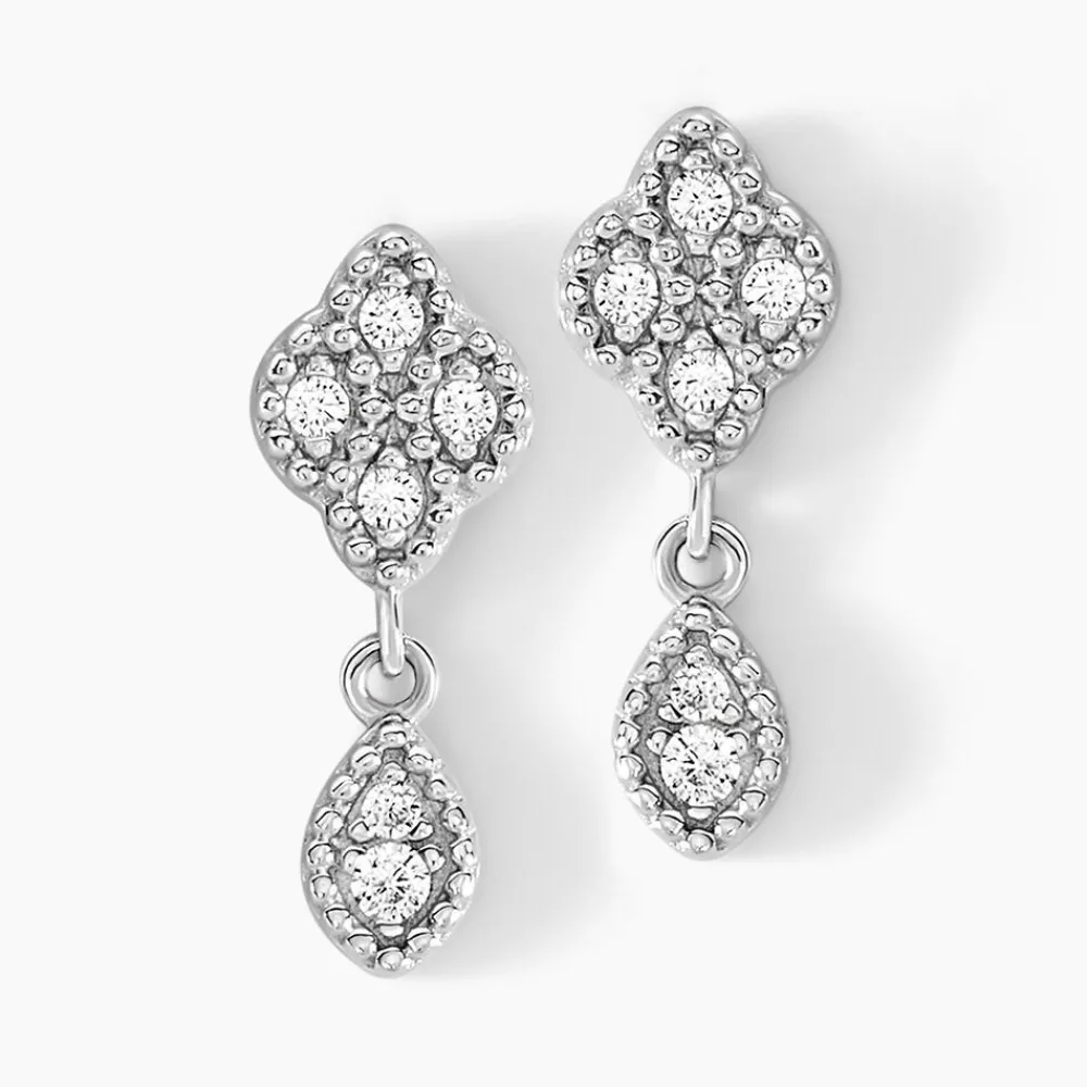 Marc Orian Pendantes|Bijoux Zirconium > Boucles D'oreilles Pendantes Roseraie Argent Blanc Oxyde De Zirconium