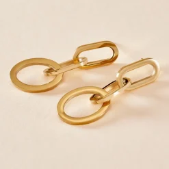 Marc Orian Pendantes|Boucles D'Oreilles Acier Inoxydable > Boucles D'oreilles Pendantes Manille Acier Jaune