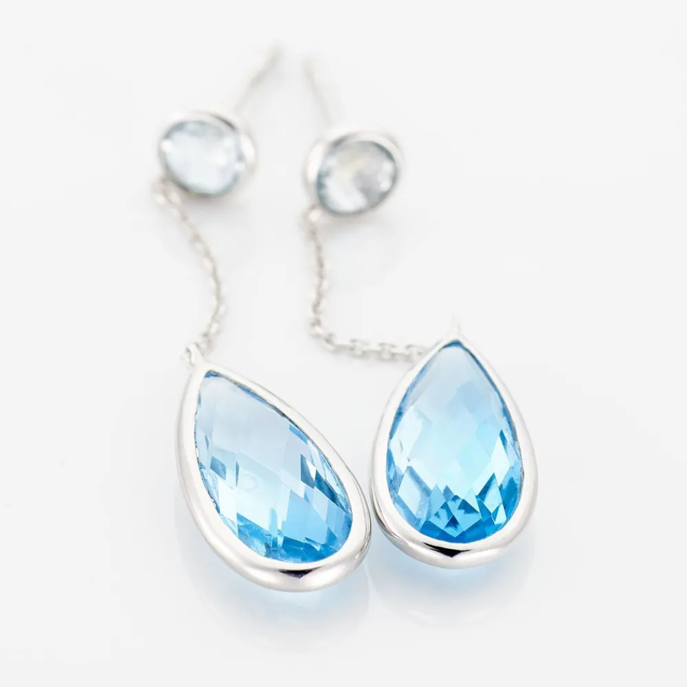 Marc Orian Pendantes|Cadeaux Mariage > Boucles D'oreilles Pendantes Denis Or Blanc Topaze