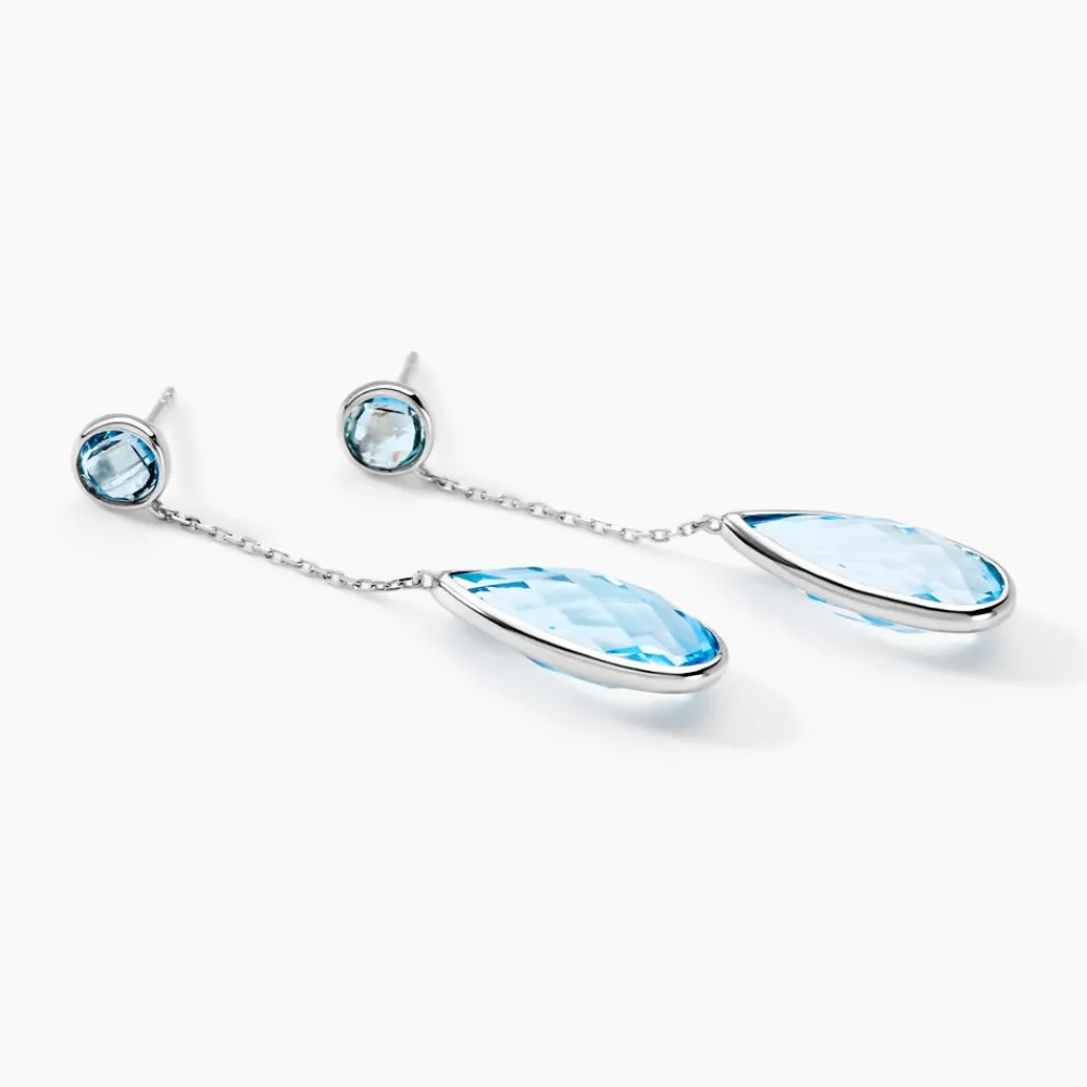 Marc Orian Pendantes|Cadeaux Mariage > Boucles D'oreilles Pendantes Denis Or Blanc Topaze