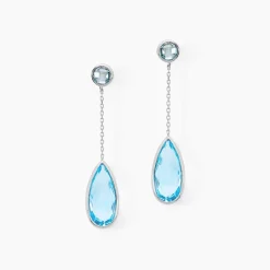 Marc Orian Pendantes|Cadeaux Mariage > Boucles D'oreilles Pendantes Denis Or Blanc Topaze