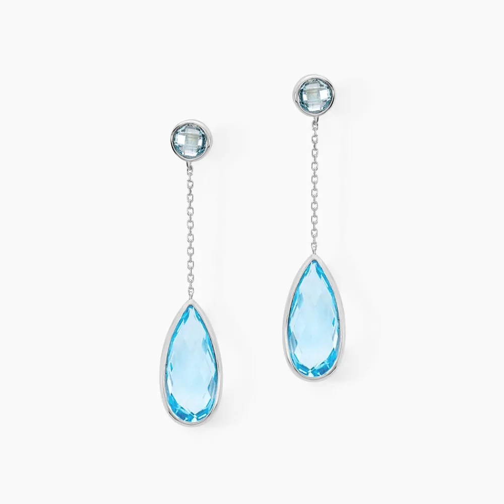 Marc Orian Pendantes|Cadeaux Mariage > Boucles D'oreilles Pendantes Denis Or Blanc Topaze