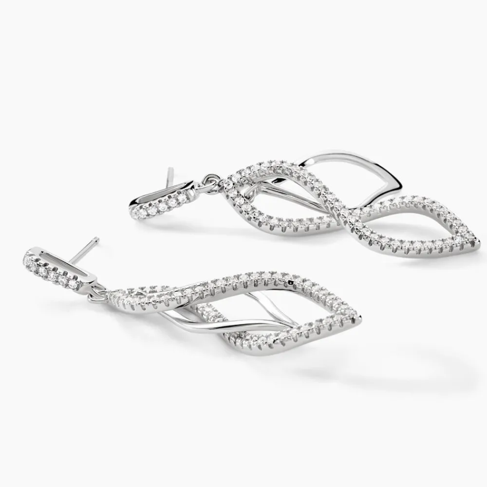 Marc Orian Pendantes|Bijoux Zirconium > Boucles D'oreilles Pendantes Malika Argent Blanc Oxyde De Zirconium