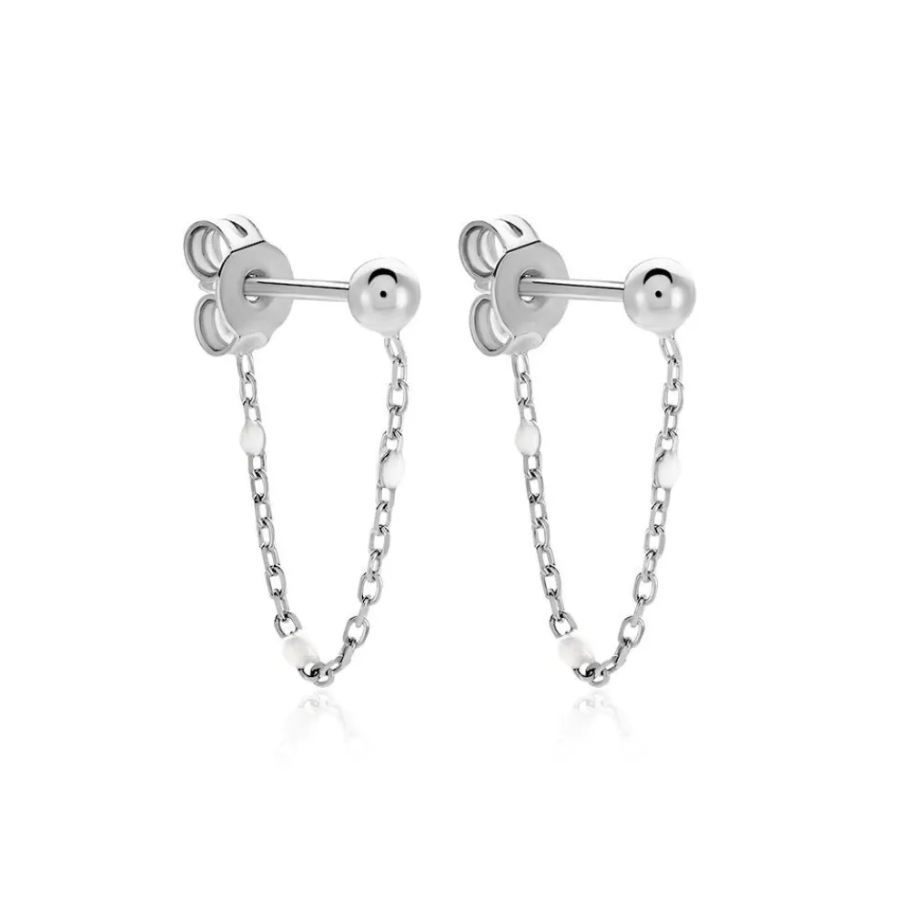 Marc Orian Pendantes|Boucles D'Oreilles Argent > Boucles D'oreilles Pendantes Molly Argent Blanc