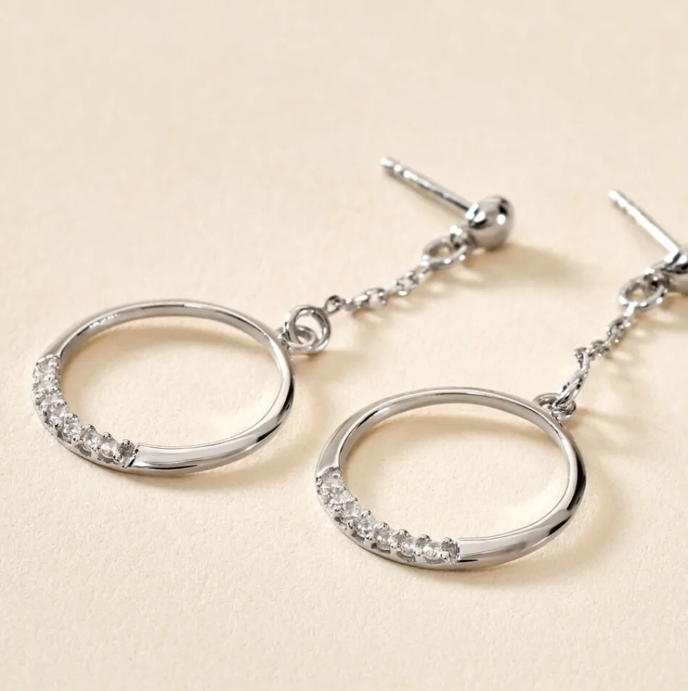 Marc Orian Pendantes|Bijoux Zirconium > Boucles D'oreilles Pendantes Amma Argent Blanc Oxyde De Zirconium