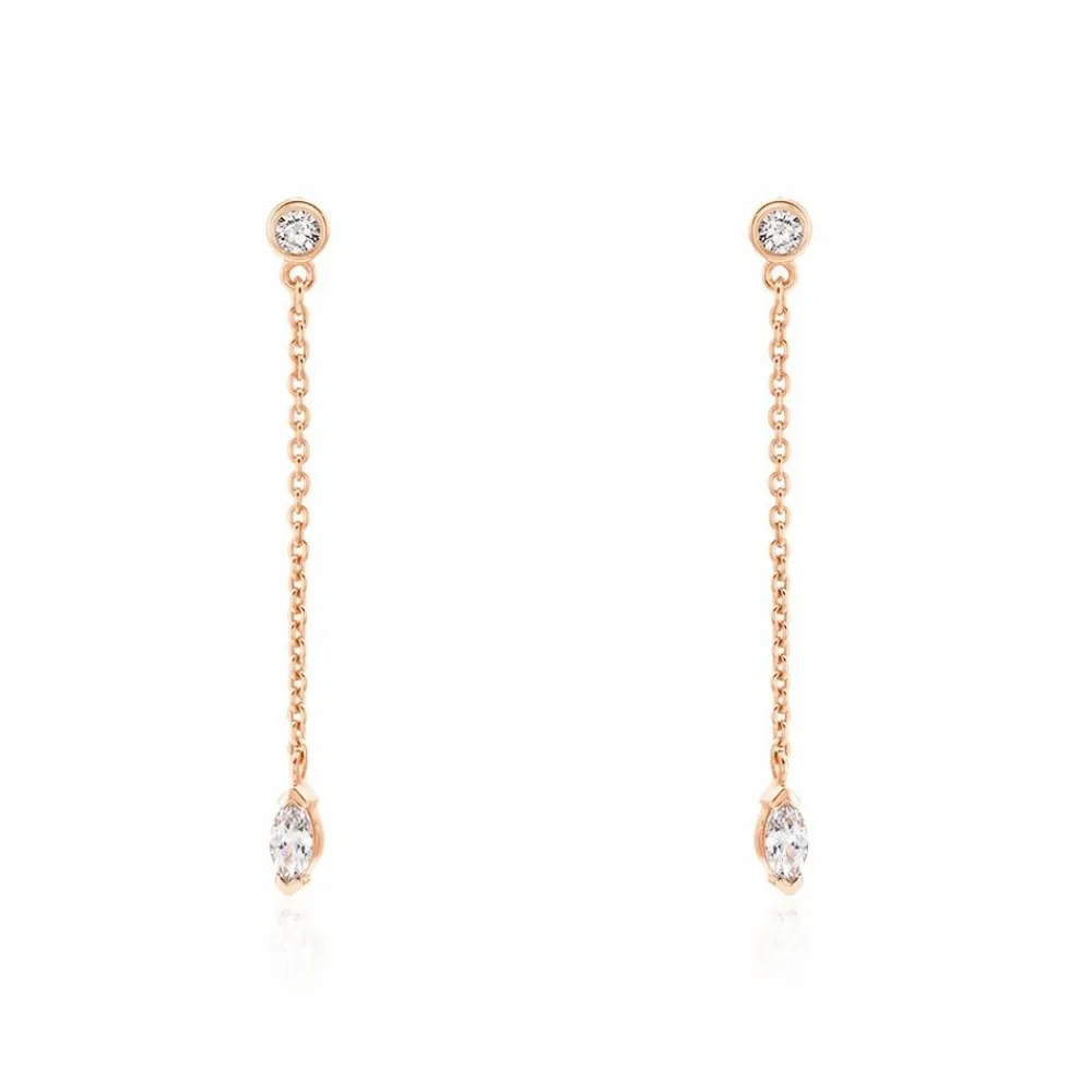 Marc Orian Pendantes|Bijoux Zirconium > Boucles D'oreilles Pendantes Kenta Argent Rose Oxyde De Zirconium