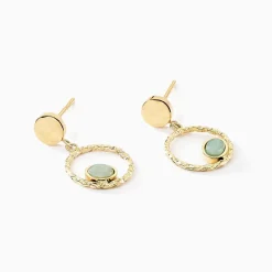 Marc Orian Pendantes|Boucles D'Oreilles Acier Inoxydable > Boucles D'oreilles Pendantes Acier Doré Amazonite