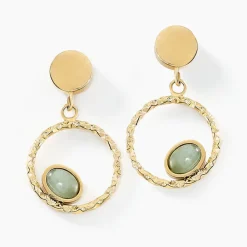 Marc Orian Pendantes|Boucles D'Oreilles Acier Inoxydable > Boucles D'oreilles Pendantes Acier Doré Amazonite