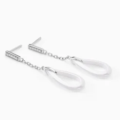 Marc Orian Pendantes|Bijoux Zirconium > Boucles D'oreilles Pendantes Peer Argent Blanc Oxyde De Zirconium