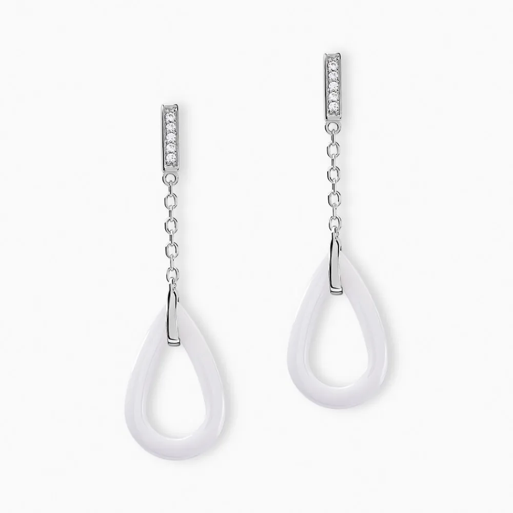 Marc Orian Pendantes|Bijoux Zirconium > Boucles D'oreilles Pendantes Peer Argent Blanc Oxyde De Zirconium
