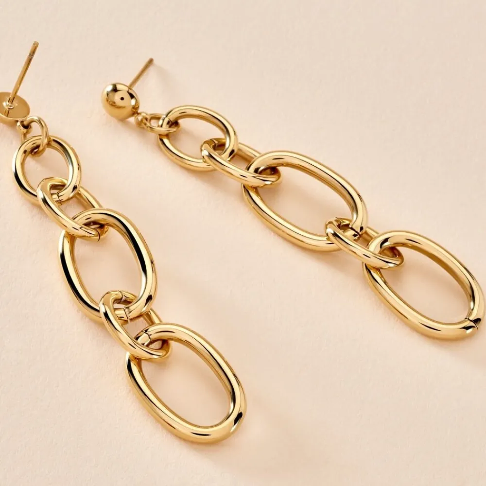 Marc Orian Pendantes|Boucles D'Oreilles Acier Inoxydable > Boucles D'oreilles Pendantes Lina Acier Doré