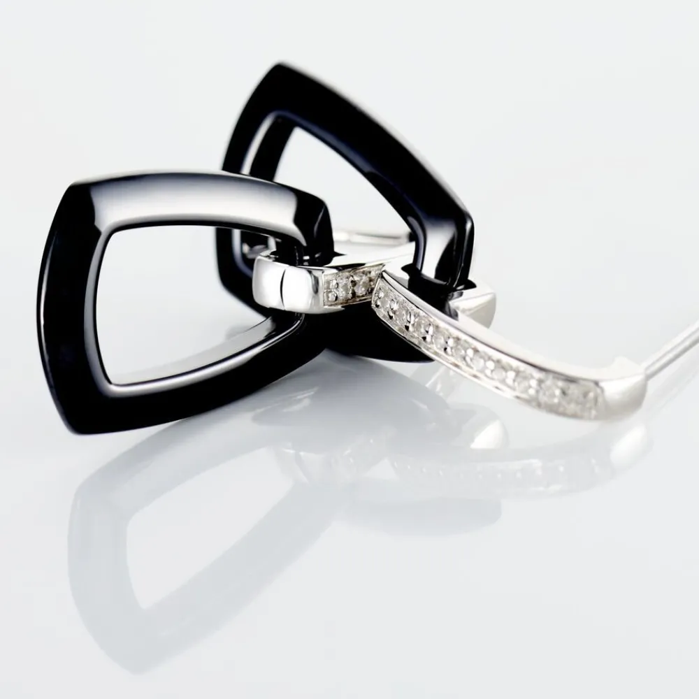 Marc Orian Pendantes|Boucles D'Oreilles Argent > Boucles D'oreilles Pendantes Ezra Argent Blanc Céramique Et Oxyde