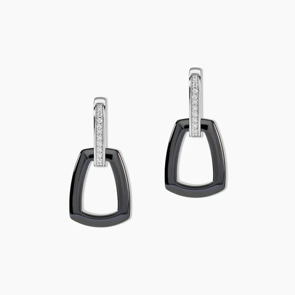 Marc Orian Pendantes|Boucles D'Oreilles Argent > Boucles D'oreilles Pendantes Ezra Argent Blanc Céramique Et Oxyde