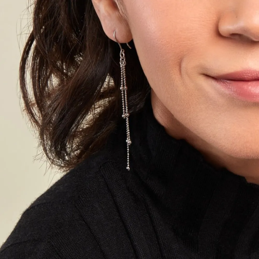 Marc Orian Piercings D'Oreilles|Boucles D'Oreilles Argent > Boucles D'oreilles Pendantes Laïa Argent Blanc