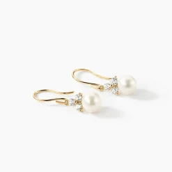 Boucles D'oreilles Pendantes Taissia Or Jaune Perle De Culture
