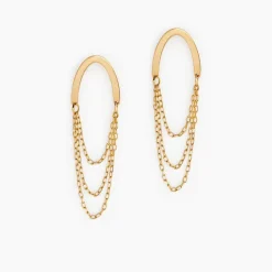 Boucles D'oreilles Pendantes Brin D'or Or Jaune