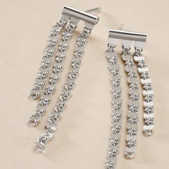 Boucles D'oreilles Pendantes Nissa Argent Blanc