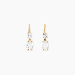 Boucles D'oreilles Pendantes Gulbeyaz Or Jaune Oxyde De Zirconium