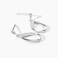 Boucles D'oreilles Pendantes Maritie Argent Blanc Oxyde De Zirconium
