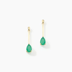 Boucles D'oreilles Pendantes Pluie D'Eclat Or Jaune Emeraude